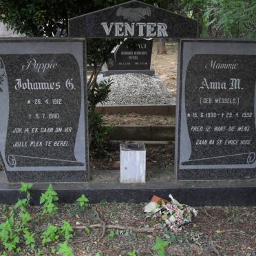 VENTER Johannes G. 1912-1980 &amp; Anna M. WESSELS 1930-1998