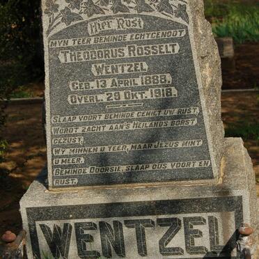 WENTZEL Theodorus Rosselt 1888-1918
