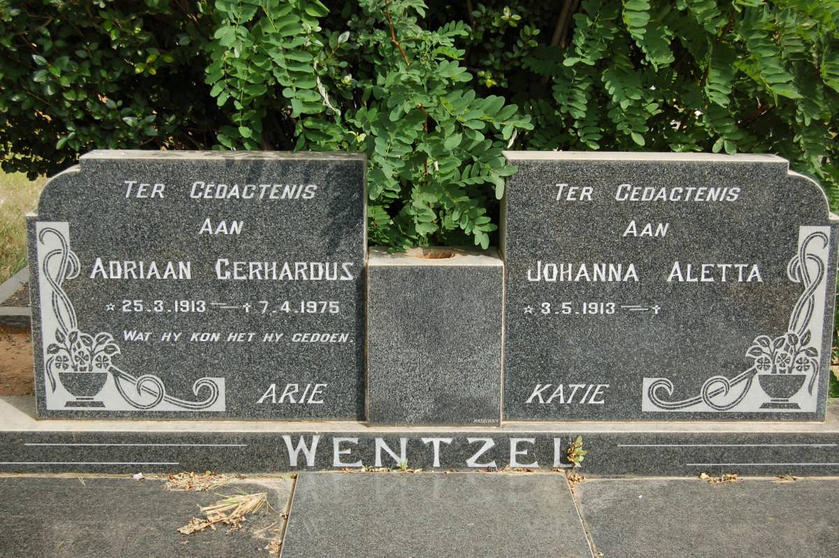 WENTZEL Adriaan Gerhardus 1913-1975 &amp; Johanna Aletta 1913-