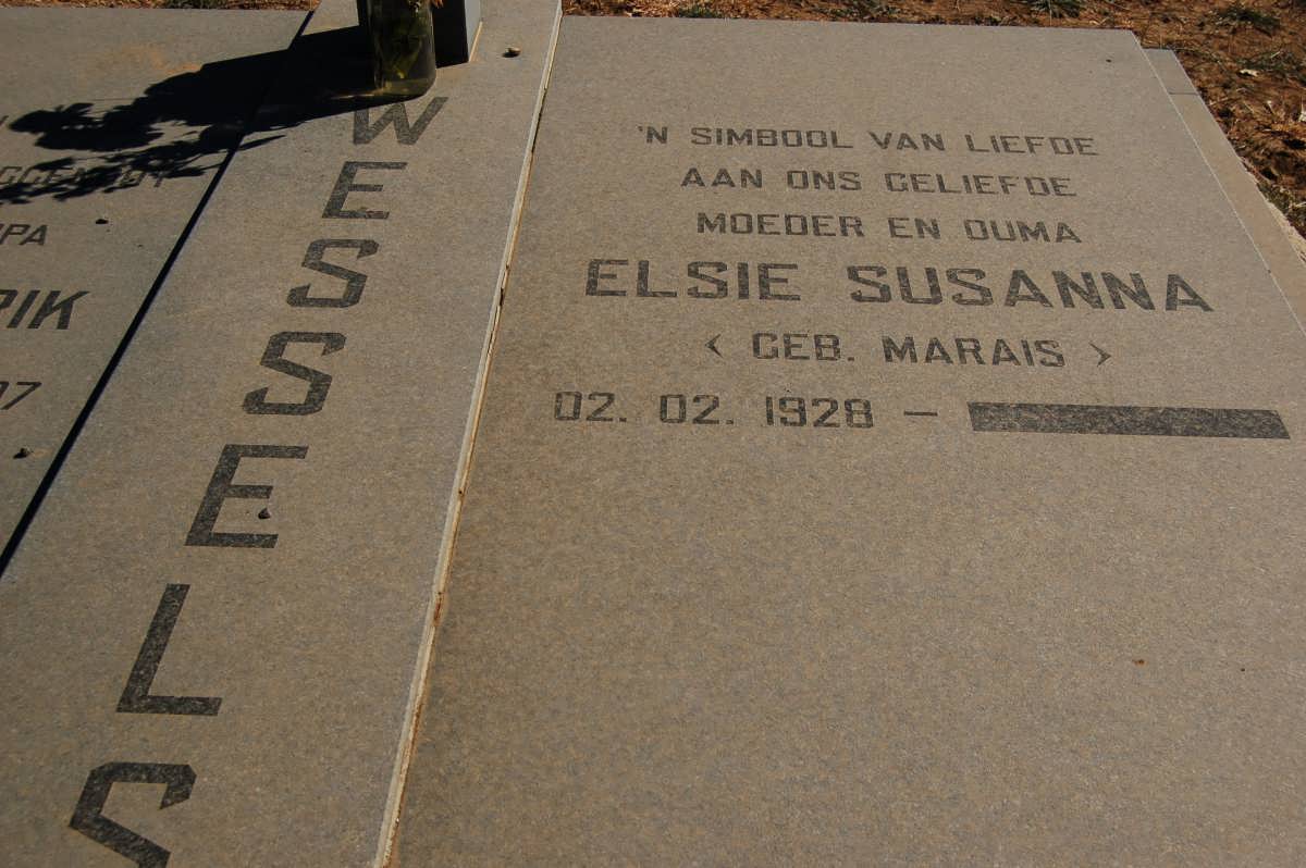 WESSELS Pieter Hendrik 1920-1997 &amp; Elsie Susanna MARAIS 1928-
