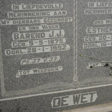 WET Barend J.J., de 1875-1952 &amp; Esther J.A. 1875-1966