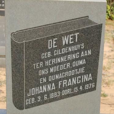 WET Johanna Francina, de 1883-1976