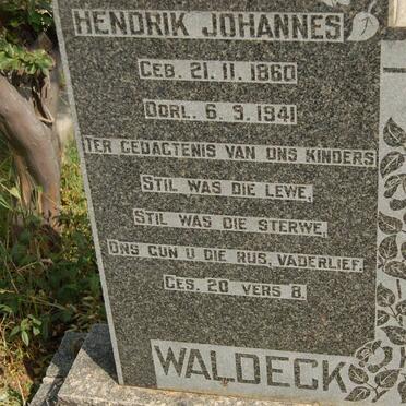 WALDECK Hendrik Johannes 1860-1941