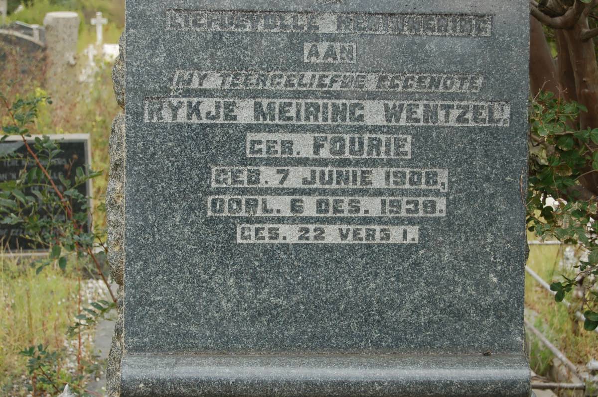 WENTZEL Rykje Meiring nee FOURIE 1908-1939