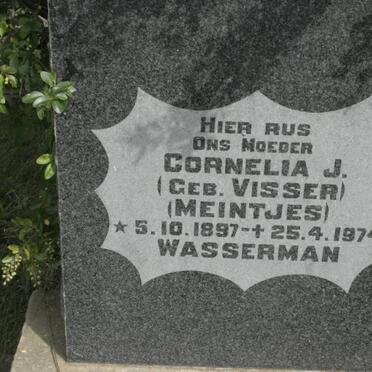WASSERMAN Cornelia J. voorheen MEINTJES nee VISSER 1897-1974