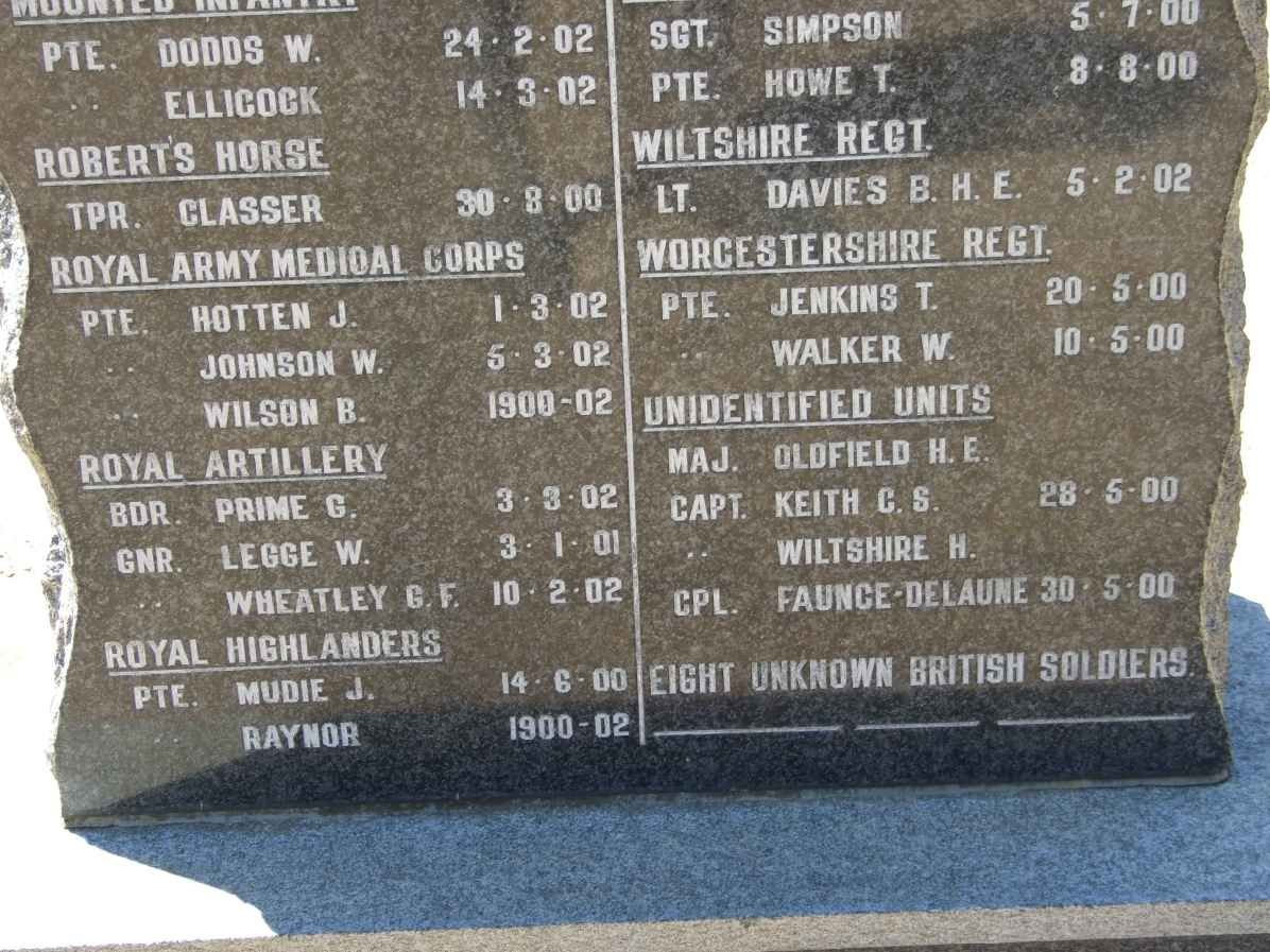 6. Memorial for British Soldiers originally buried at Yeomanry Kopje &amp; Lindley