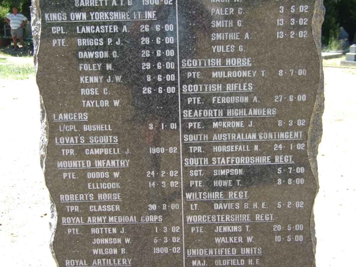 5. Memorial for British Soldiers originally buried at Yeomanry Kopje &amp; Lindley