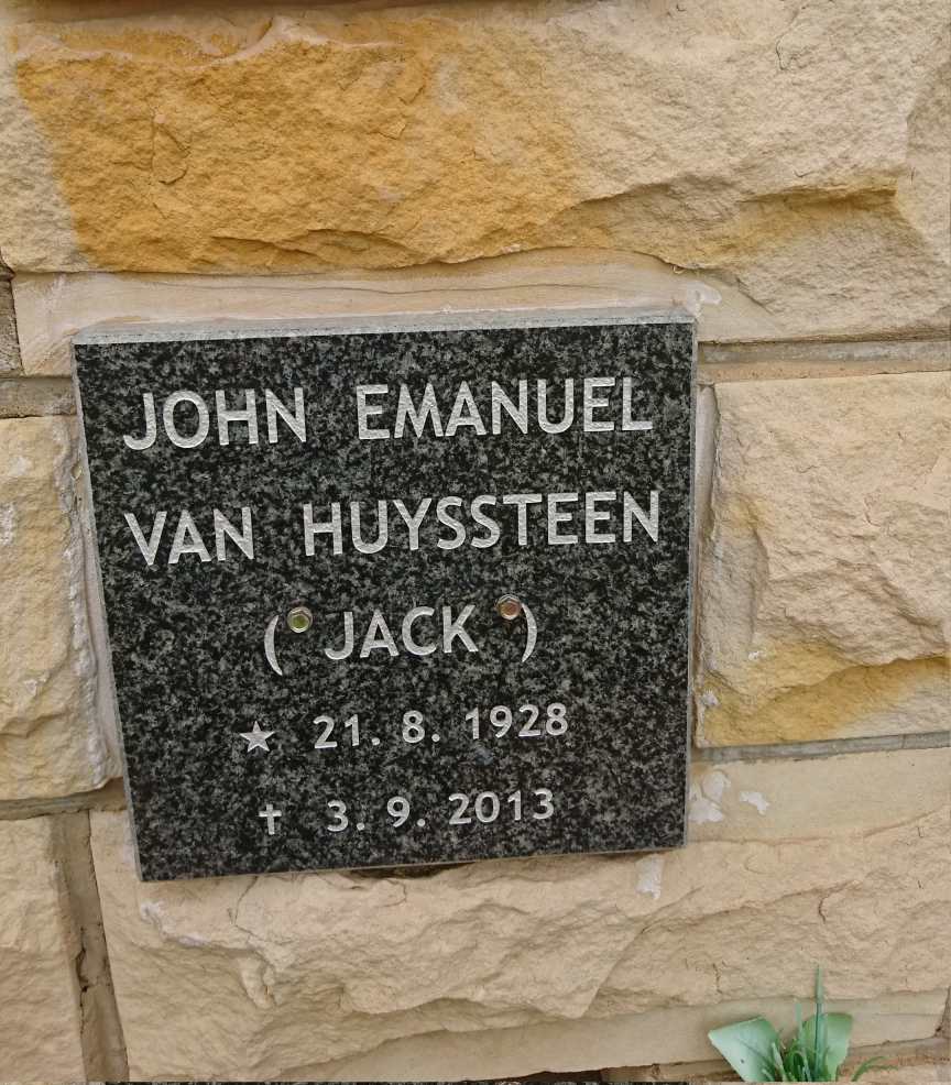 HUYSSTEEN John Emanuel, van 1928-2013