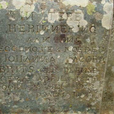 BRITS Johanna Jacoba nee DEENSE 1875-1948 