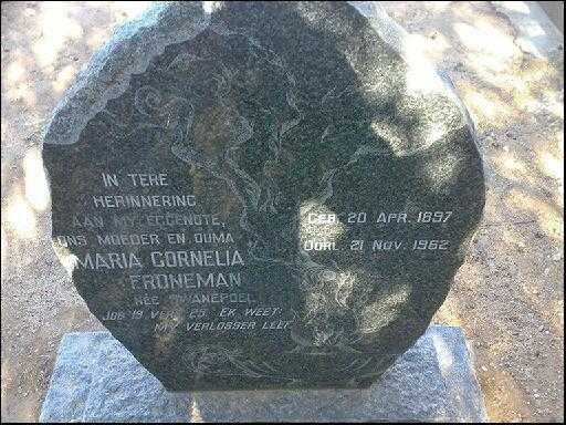 FRONEMAN Maria Cornelia nee SWANEPOEL 1897-1962