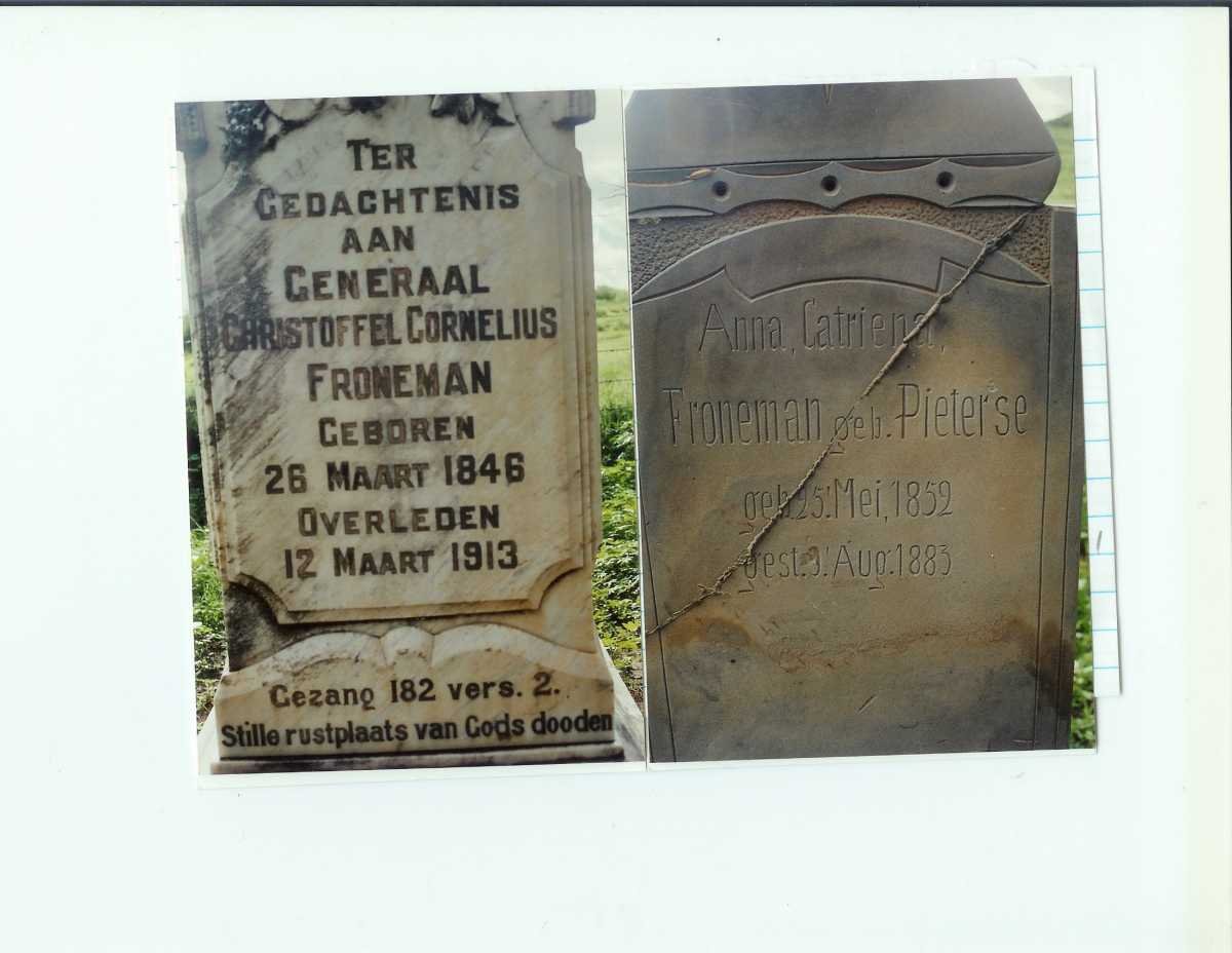 FRONEMAN Christoffel Cornelius 1846-1913 &amp; Anna Catriena PIETERSE 1852-1883