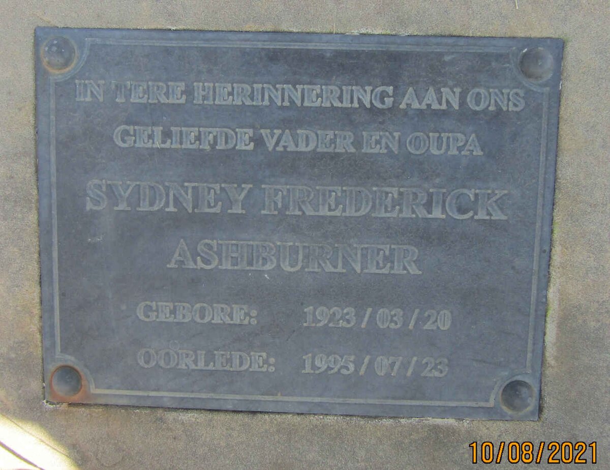 ASHBURNER Ashley Frederick 1923-1995