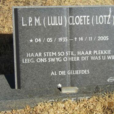 CLOETE L.P. M. nee LOTZ 1935-2005