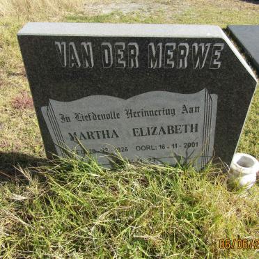 MERWE Martha Elizabeth, van der 1926-2001