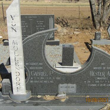 MOLLENDORF Gabriel P., von 1914-1982 &amp; Hester A.S. SWANEPOEL 1919-1988