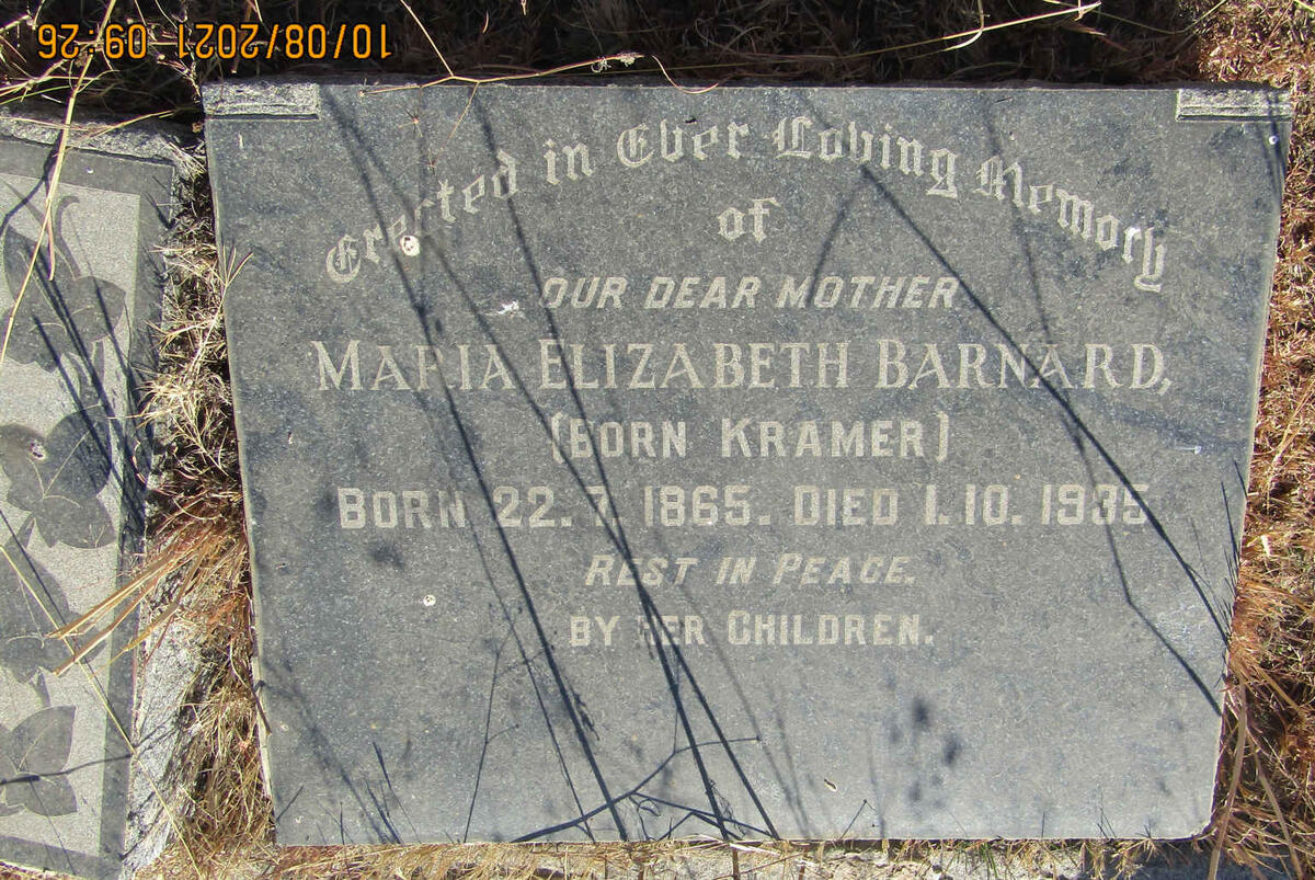BARNARD Maria Elizabeth nee KRAMER 1865-1935