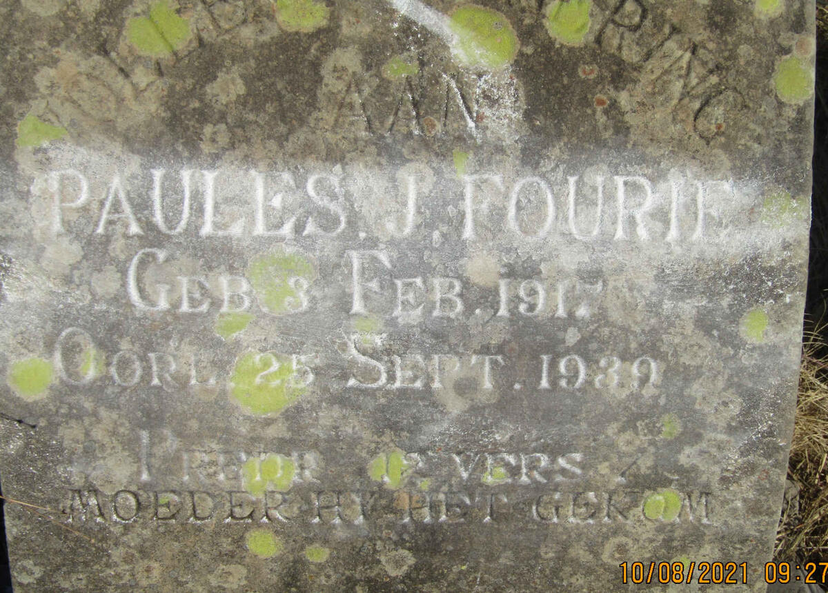 FOURIE Paules J. 1917-1939