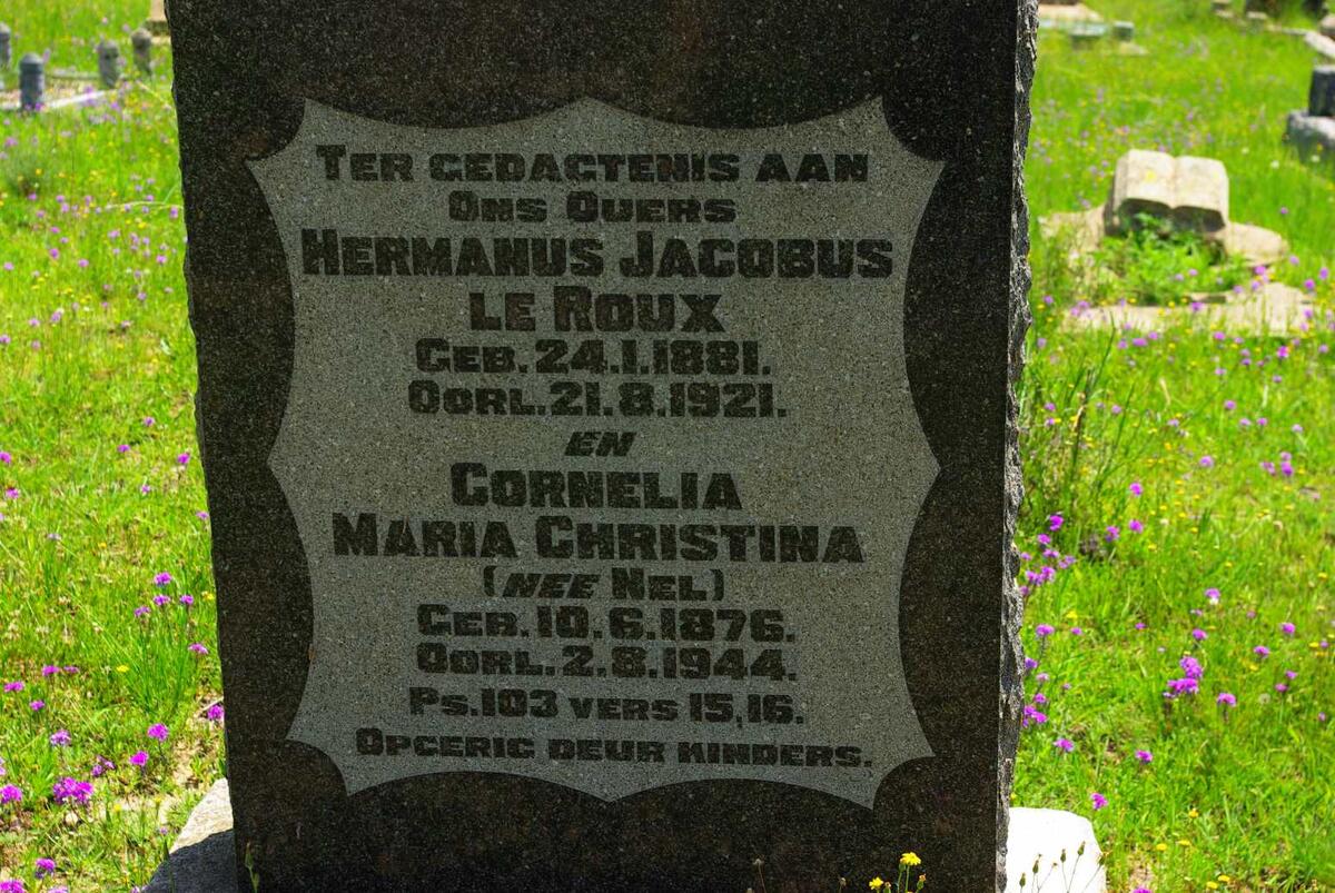ROUX Hermanus Jacobus, le 1881-1921 &amp; Cornelia Maria Christina NEL 1876-1944