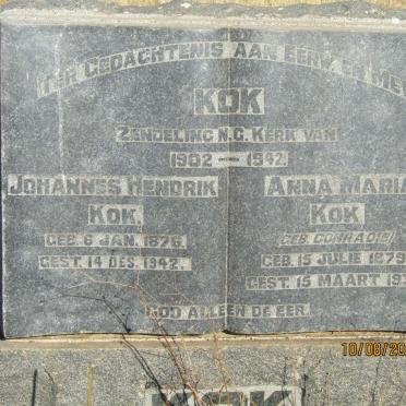 KOK Johannes H. 1876-1942 &amp; Anna M. CONRADIE 1879-1938