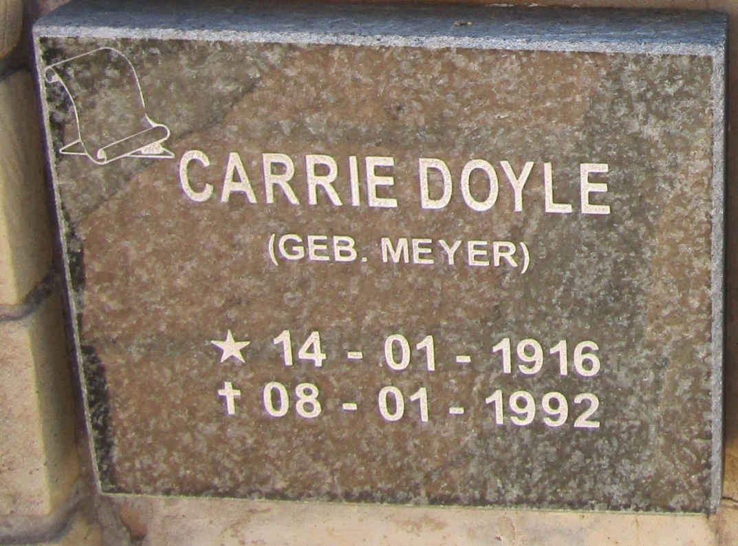 DOYLE Carrie nee MEYER 1916-1992