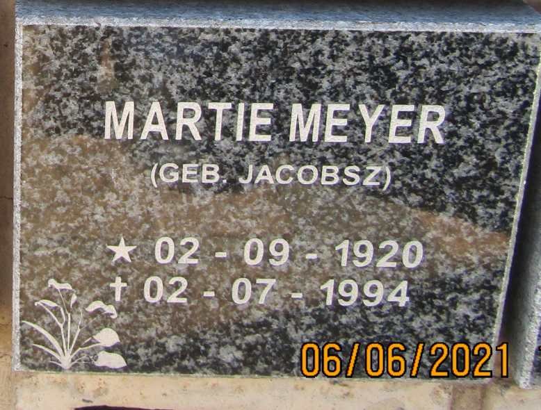 MEYER Martie nee JACOBSZ 1920-1994