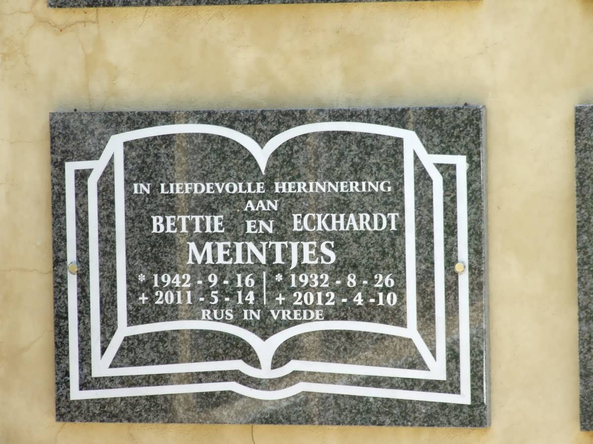 MEINTJES Eckhardt 1932-2012 &amp; Bettie 1942-2011
