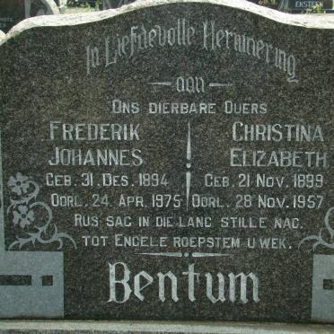 BENTUM Frederik Johannes 1894-1975 &amp; Christina Elizabeth 1899-1957