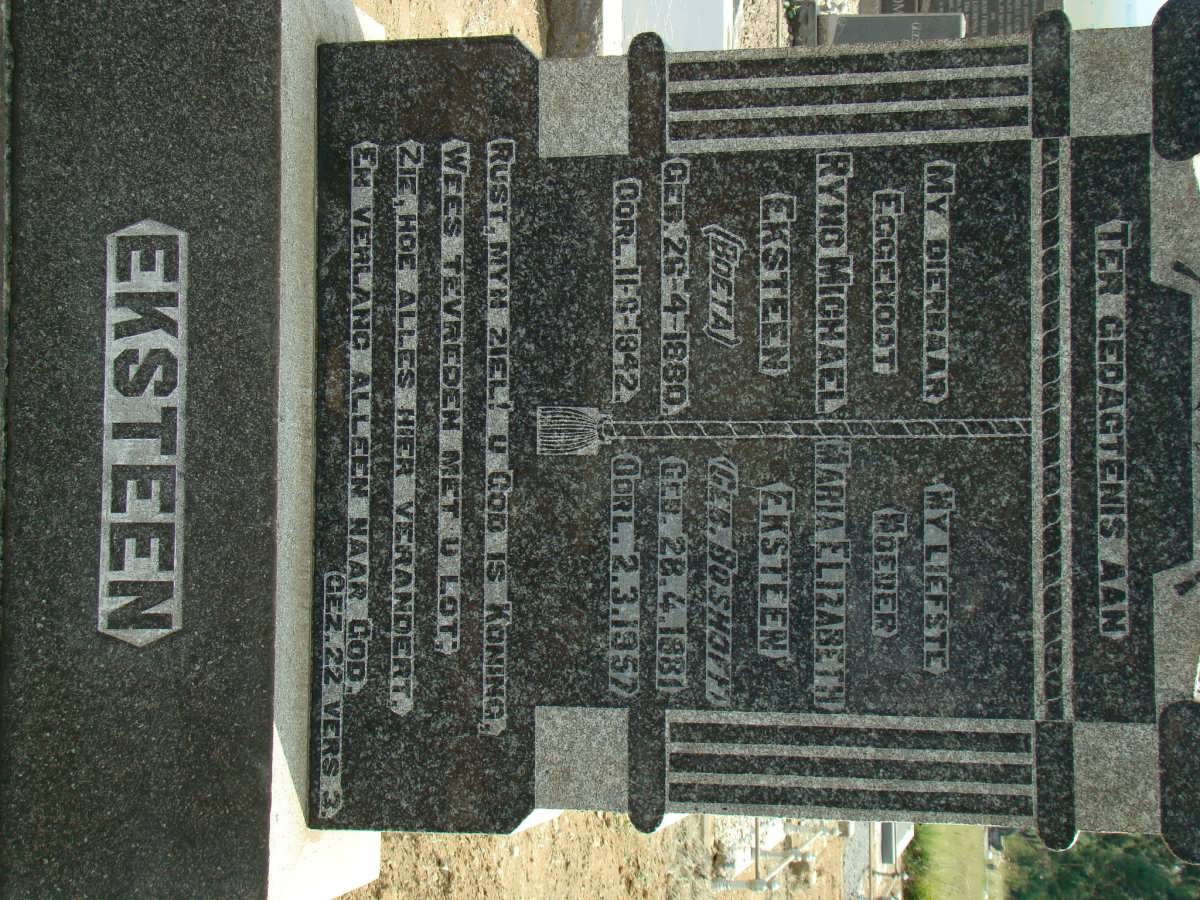 EKSTEEN Ryno Michael 1880-1942 &amp; Maria Elizabeth BOSHOFF 1881-1957