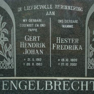 ENGELBRECHT Gert Hendrik Johan 1912-1983 &amp; Hester Fredrika 1920-2002