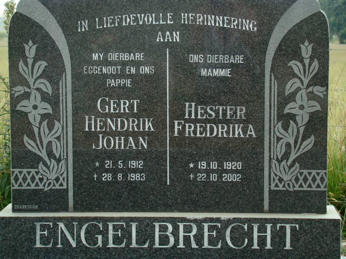 ENGELBRECHT Gert Hendrik Johan 1912-1983 &amp; Hester Fredrika 1920-2002