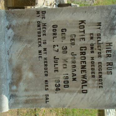 GROENEWALD Kotie nee JORDAAN 1900-1934