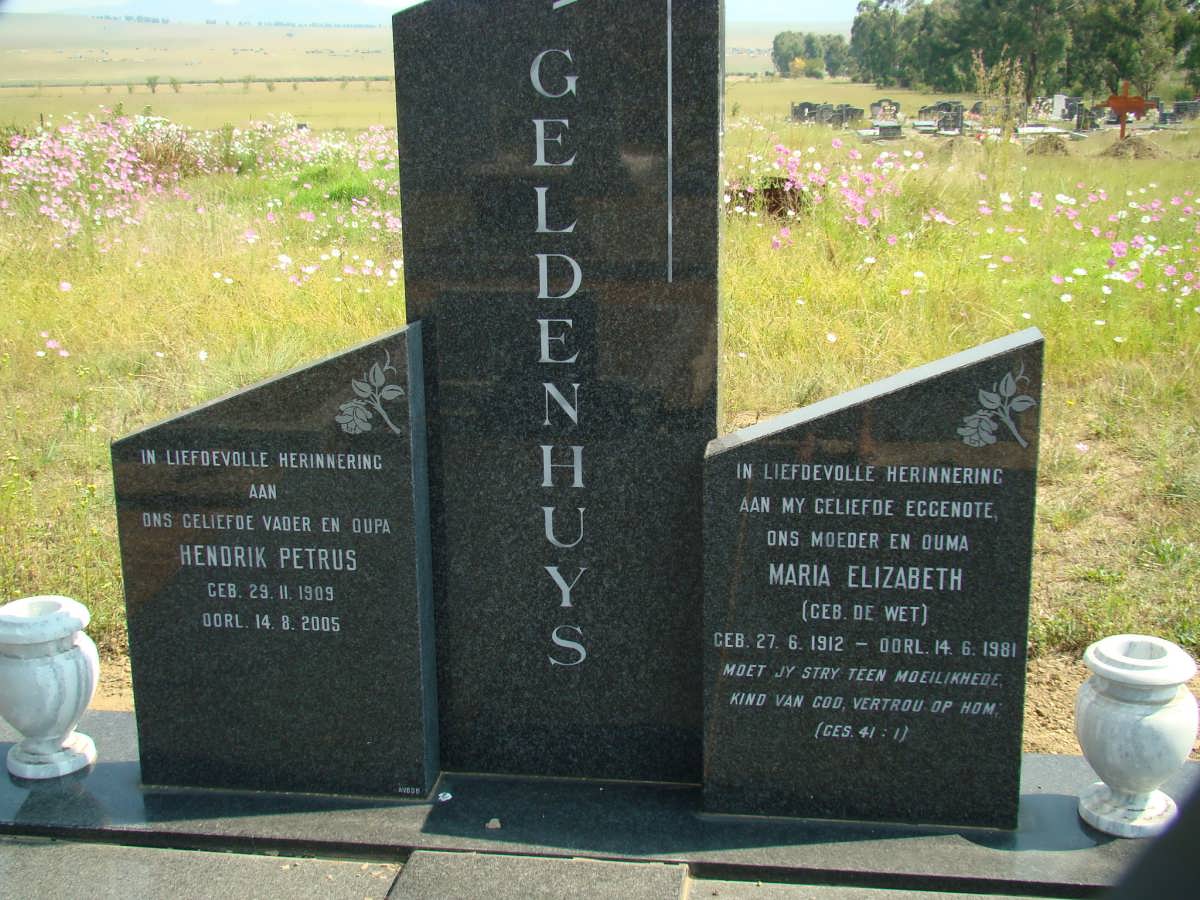 GELDENHUYS Hendrik Petrus 1909-2005 &amp; Maria Elizabeth DE WET 1912-1981