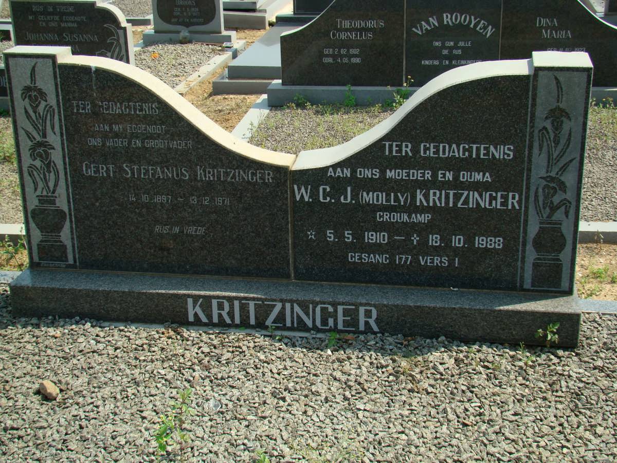 KRITZINGER Gert Stefanus 1887-1971 &amp; W.C.J. CROUKAMP 1910-1988