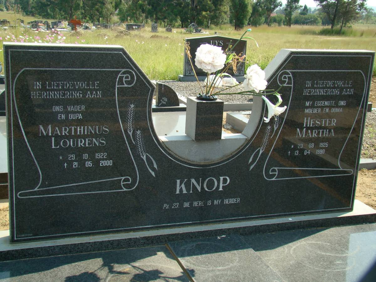 KNOP Marthinus Lourens 1922-2000 &amp; Hester Martha 1925-1990