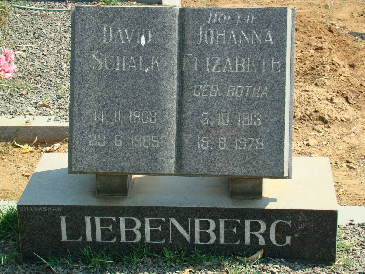 LIEBENBERG David Schalk 1908-1985 &amp; Johanna Elizabeth BOTHA 1913-1979