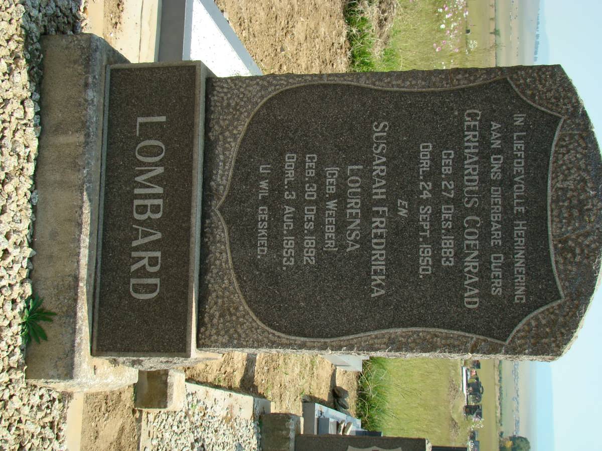 LOMBARD Gerhardus Coenraad 1883-1950 &amp; Susarah Frederieka Lourensa WEEBER 1892-1953