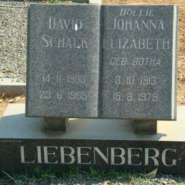 LIEBENBERG David Schalk 1908-1985 &amp; Johanna Elizabeth BOTHA 1913-1979