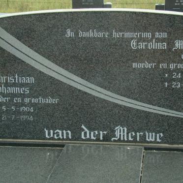 MERWE Christiaan Johannes, van der 1904-1994 &amp; Carolina Marthina 1909-1987