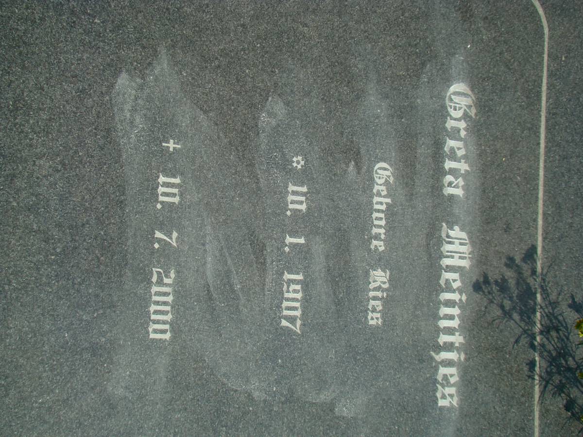 MEINTJES Greta nee RIES 1907-2000
