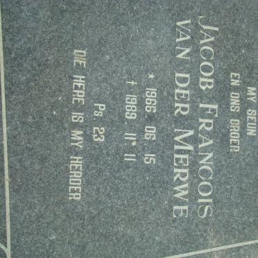 MERWE Jacob Francois, van der 1966-1989
