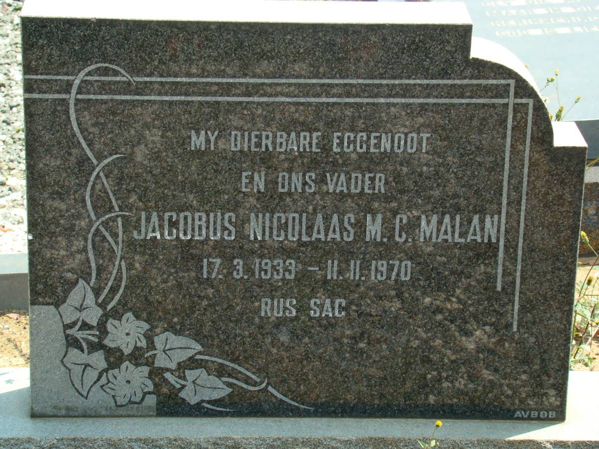 MALAN Jacobus Nicolaas M.C. 1933-1970