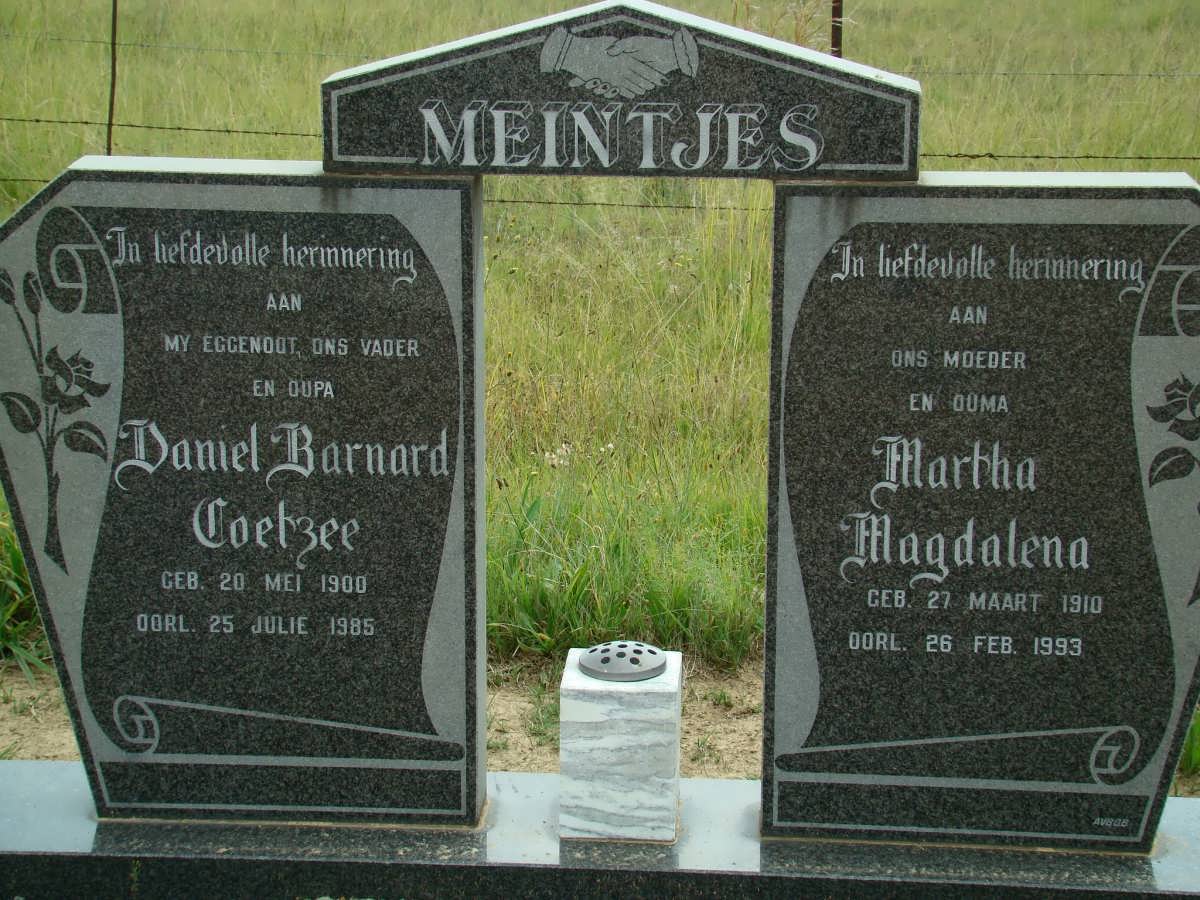 MEINTJES Daniel Barnard Coetzee 1900-1985 &amp; Martha Magdalena 1910-1993