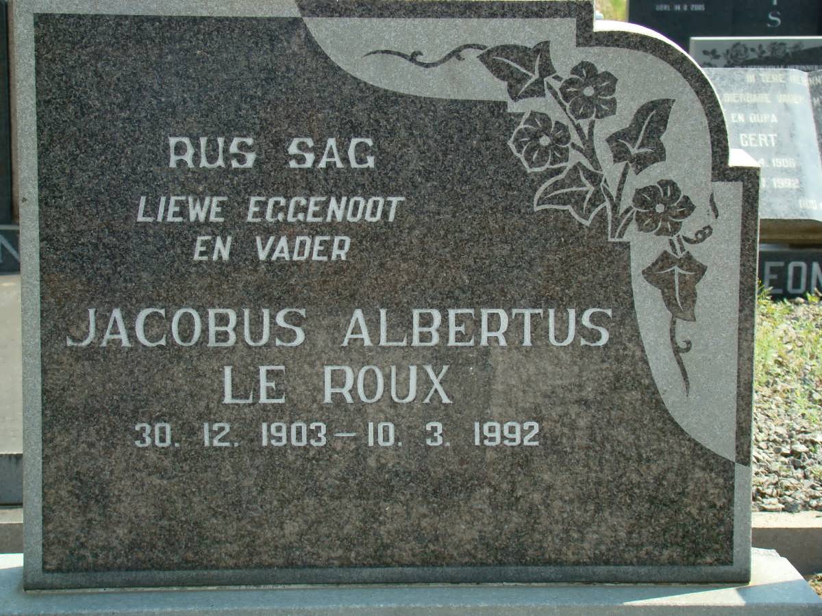 ROUX Jacobus Albertus, le 1903-1992