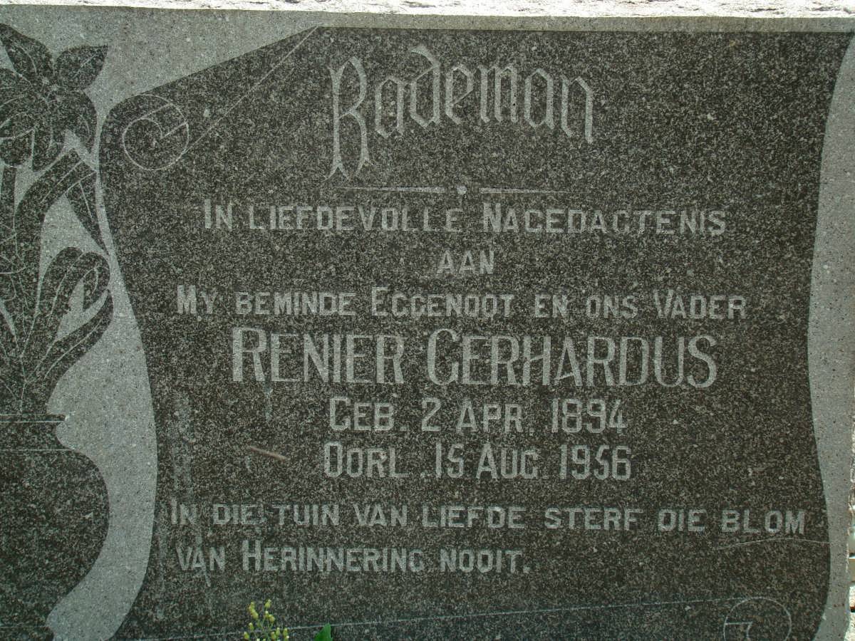 RADEMAN Renier Gerhardus 1894-1956