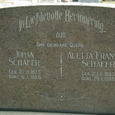 SCHAFER Johan 1875-1958 &amp; Aletta Fransina 1880-1958