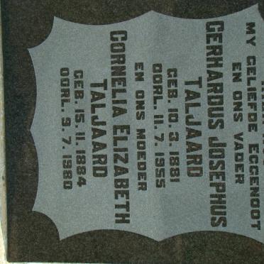 TALJAARD Gerhardus Josephus 1881-1955 &amp; Cornelia Elizabeth 1884-1980