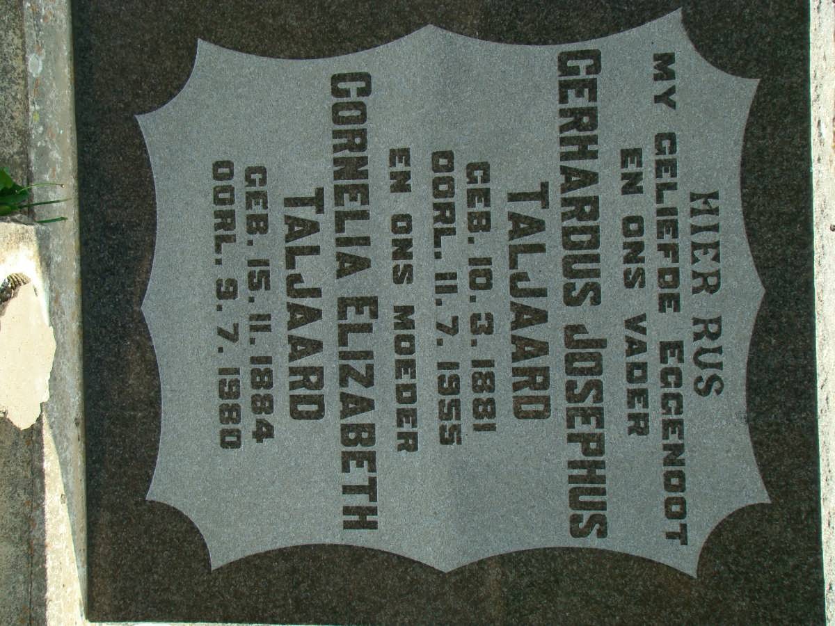 TALJAARD Gerhardus Josephus 1881-1955 &amp; Cornelia Elizabeth 1884-1980