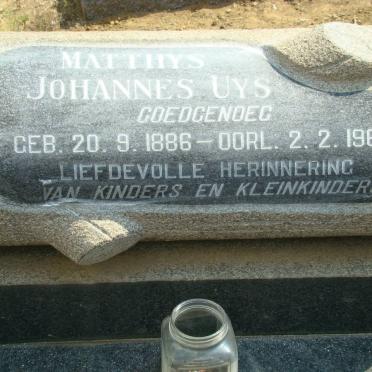 UYS Matthys Johannes 1886-1966