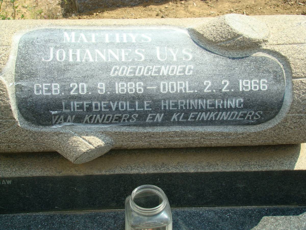 UYS Matthys Johannes 1886-1966