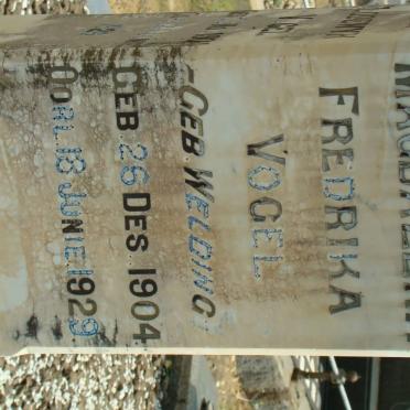 VOGEL Magdalena Fredrika nee WELDING 1904-1929